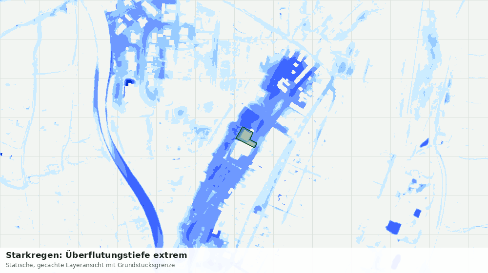 Statische Kartenansicht: Starkregen: Überflutungstiefe extrem