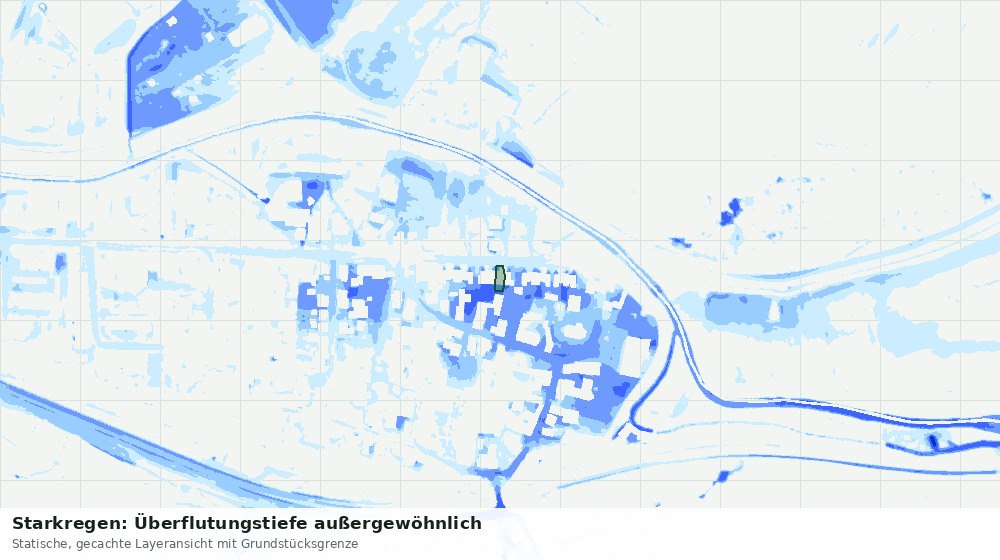 Statische Kartenansicht: Starkregen: Überflutungstiefe außergewöhnlich
