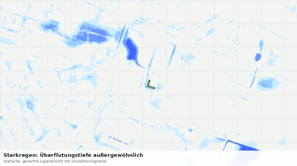 Statische Kartenansicht: Starkregen: Überflutungstiefe außergewöhnlich