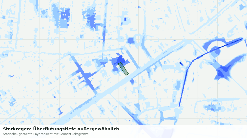 Statische Kartenansicht: Starkregen: Überflutungstiefe außergewöhnlich