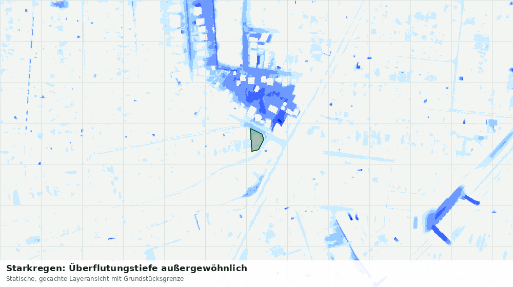 Statische Kartenansicht: Starkregen: Überflutungstiefe außergewöhnlich