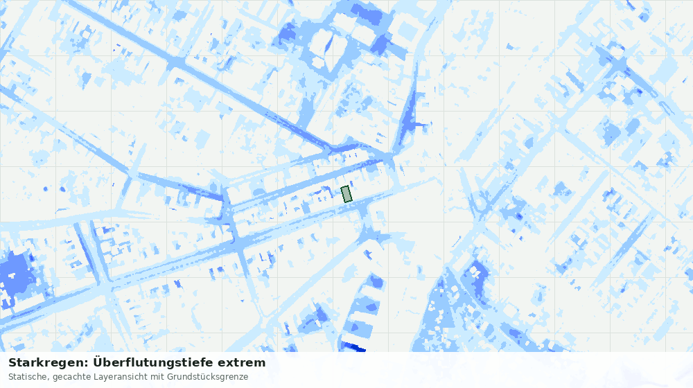 Statische Kartenansicht: Starkregen: Überflutungstiefe extrem