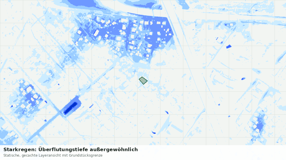 Statische Kartenansicht: Starkregen: Überflutungstiefe außergewöhnlich