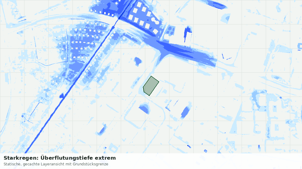 Statische Kartenansicht: Starkregen: Überflutungstiefe extrem