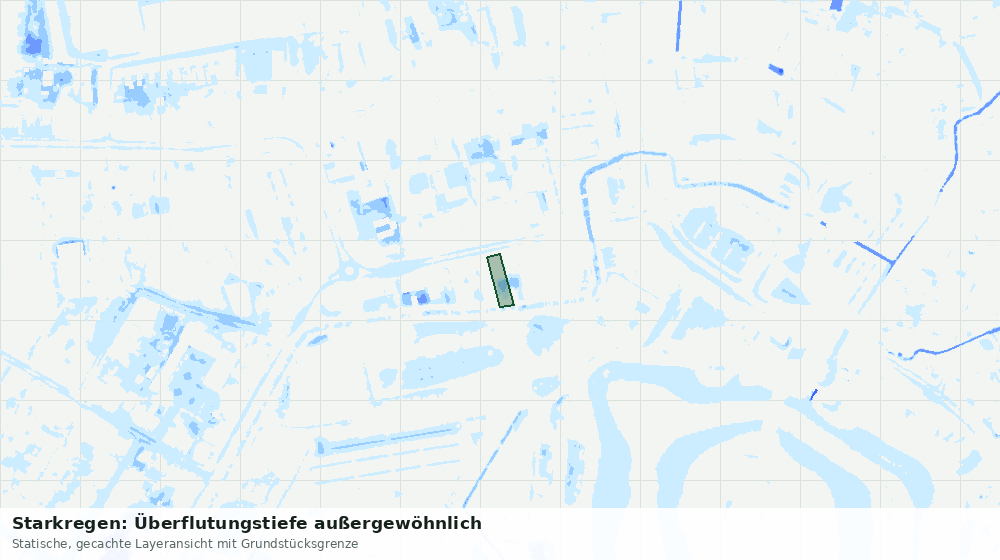 Statische Kartenansicht: Starkregen: Überflutungstiefe außergewöhnlich