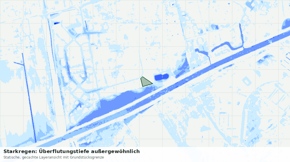 Statische Kartenansicht: Starkregen: Überflutungstiefe außergewöhnlich