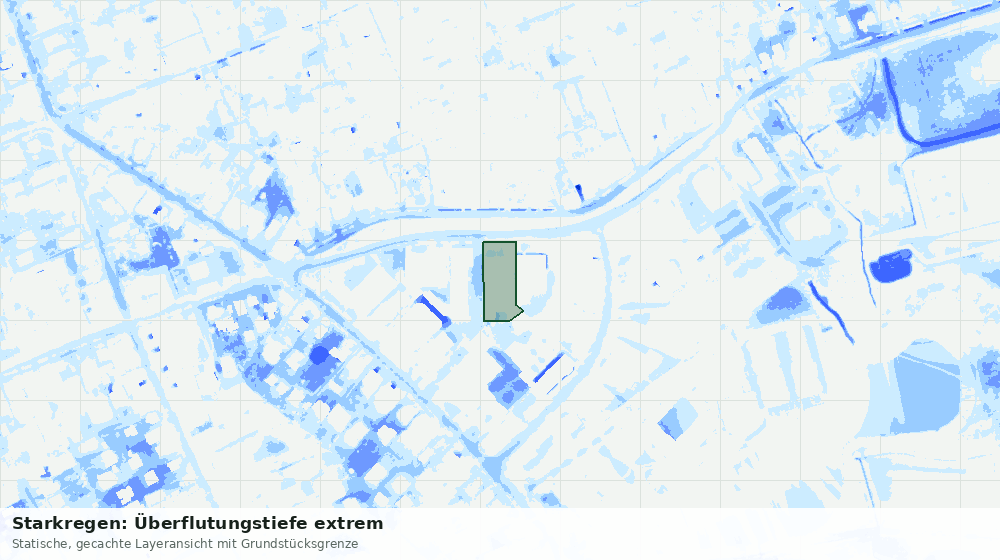 Statische Kartenansicht: Starkregen: Überflutungstiefe extrem