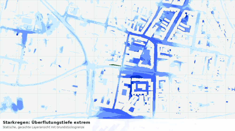 Statische Kartenansicht: Starkregen: Überflutungstiefe extrem