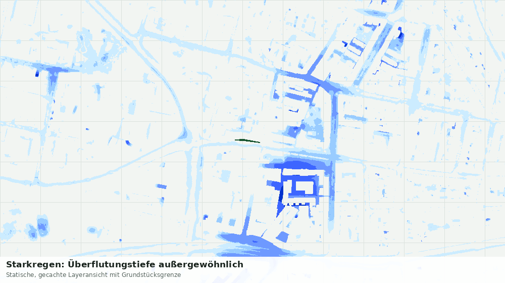 Statische Kartenansicht: Starkregen: Überflutungstiefe außergewöhnlich