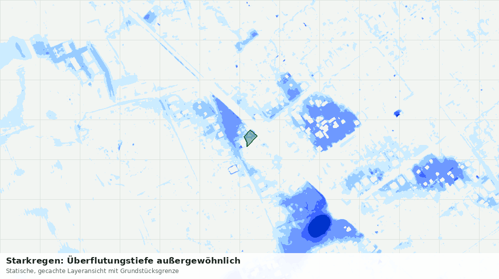 Statische Kartenansicht: Starkregen: Überflutungstiefe außergewöhnlich