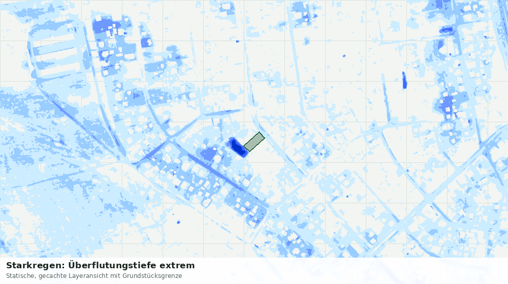 Statische Kartenansicht: Starkregen: Überflutungstiefe extrem