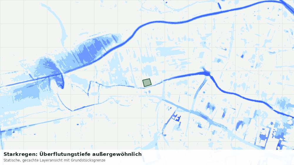 Statische Kartenansicht: Starkregen: Überflutungstiefe außergewöhnlich