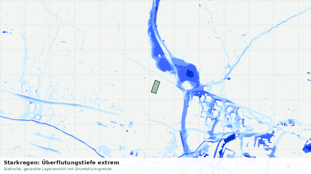 Statische Kartenansicht: Starkregen: Überflutungstiefe extrem