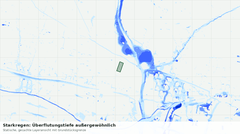 Statische Kartenansicht: Starkregen: Überflutungstiefe außergewöhnlich