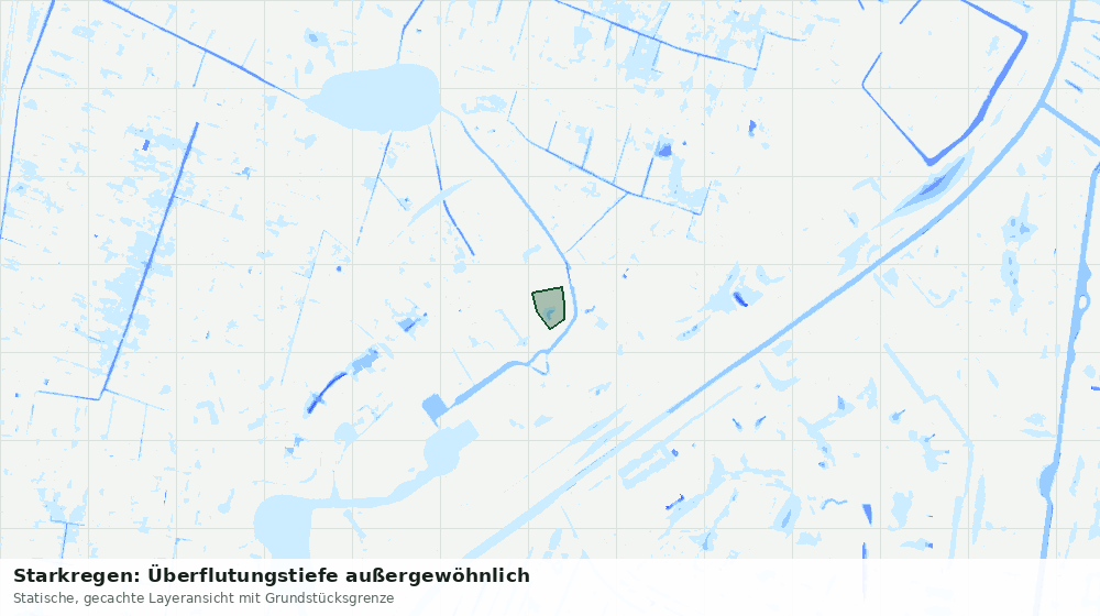 Statische Kartenansicht: Starkregen: Überflutungstiefe außergewöhnlich