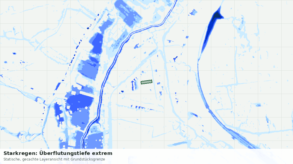 Statische Kartenansicht: Starkregen: Überflutungstiefe extrem