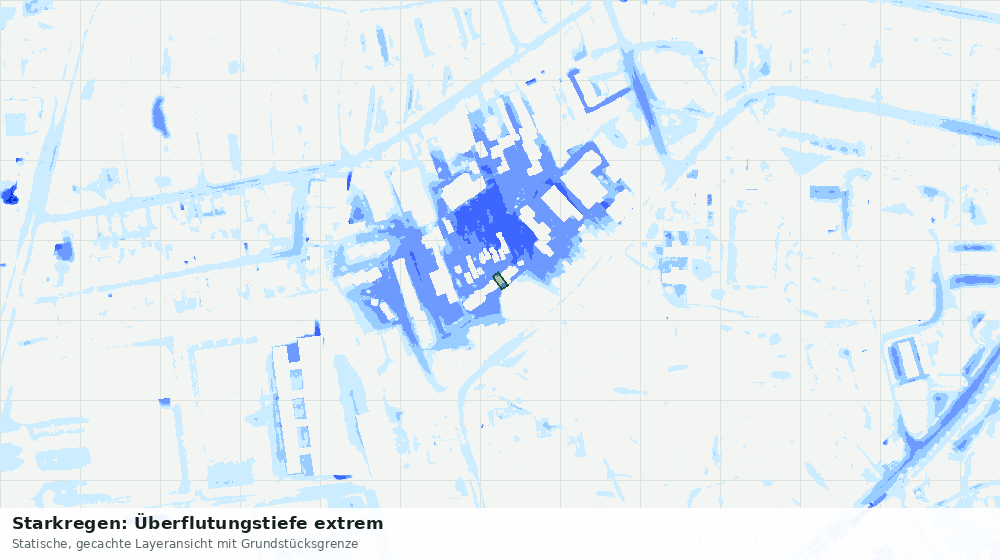 Statische Kartenansicht: Starkregen: Überflutungstiefe extrem