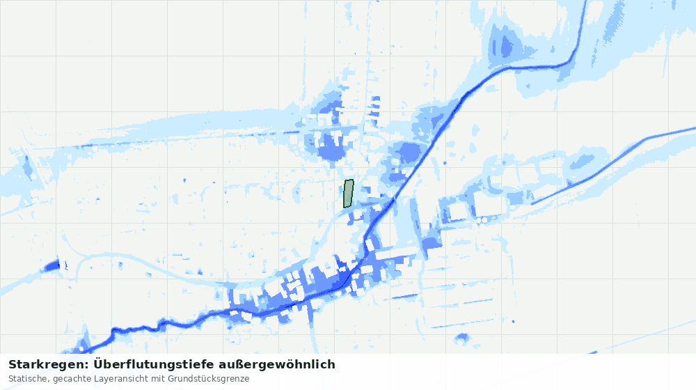 Statische Kartenansicht: Starkregen: Überflutungstiefe außergewöhnlich