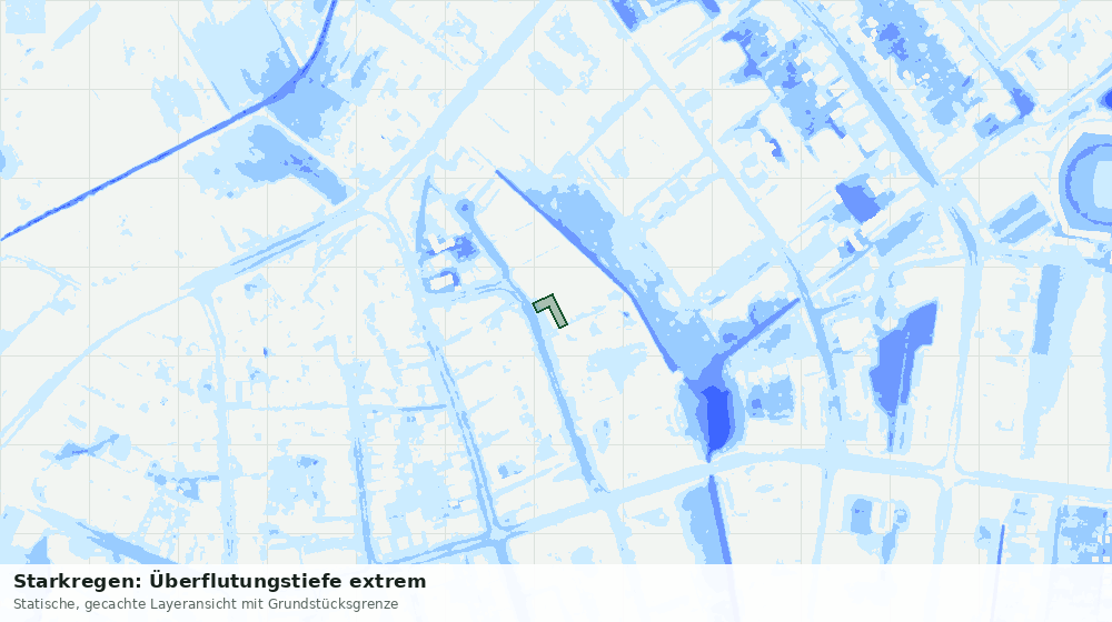 Statische Kartenansicht: Starkregen: Überflutungstiefe extrem