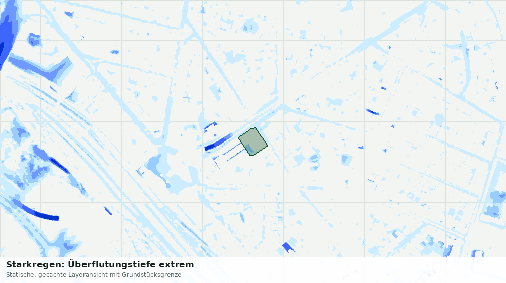 Statische Kartenansicht: Starkregen: Überflutungstiefe extrem