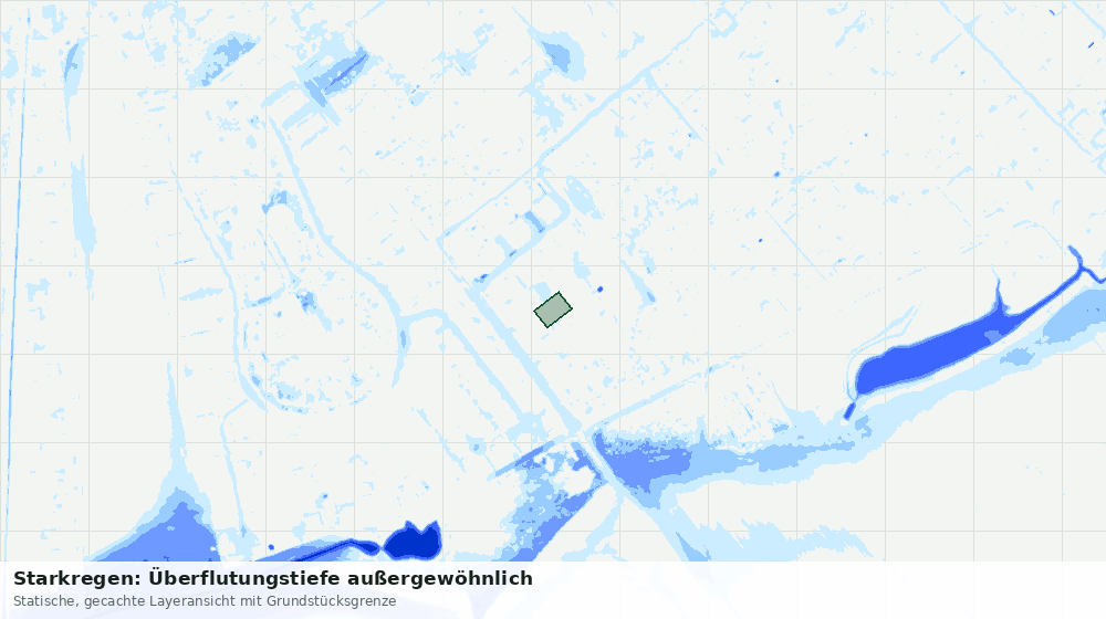 Statische Kartenansicht: Starkregen: Überflutungstiefe außergewöhnlich