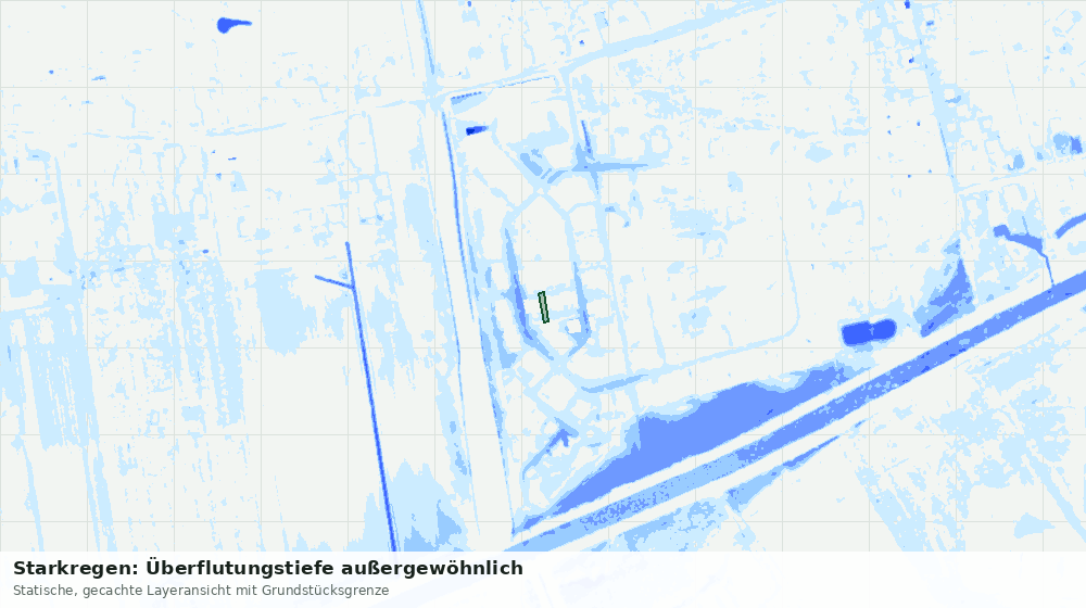 Statische Kartenansicht: Starkregen: Überflutungstiefe außergewöhnlich