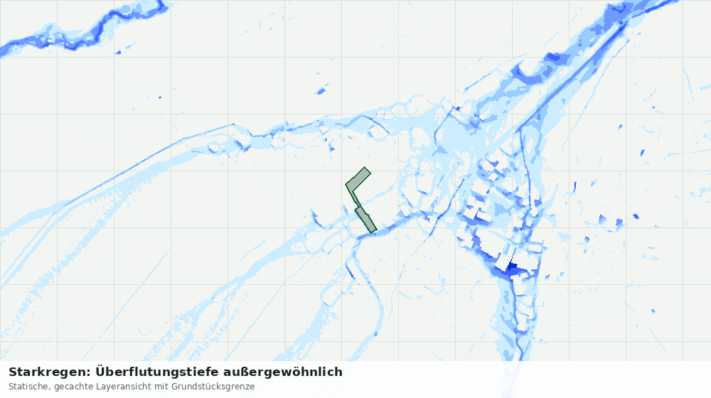 Statische Kartenansicht: Starkregen: Überflutungstiefe außergewöhnlich