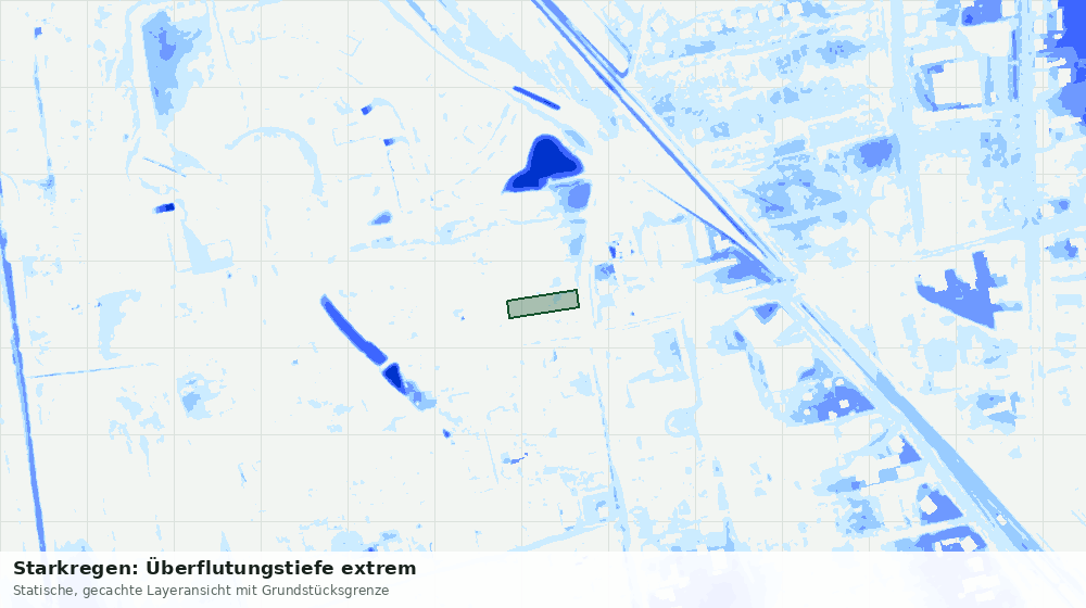 Statische Kartenansicht: Starkregen: Überflutungstiefe extrem