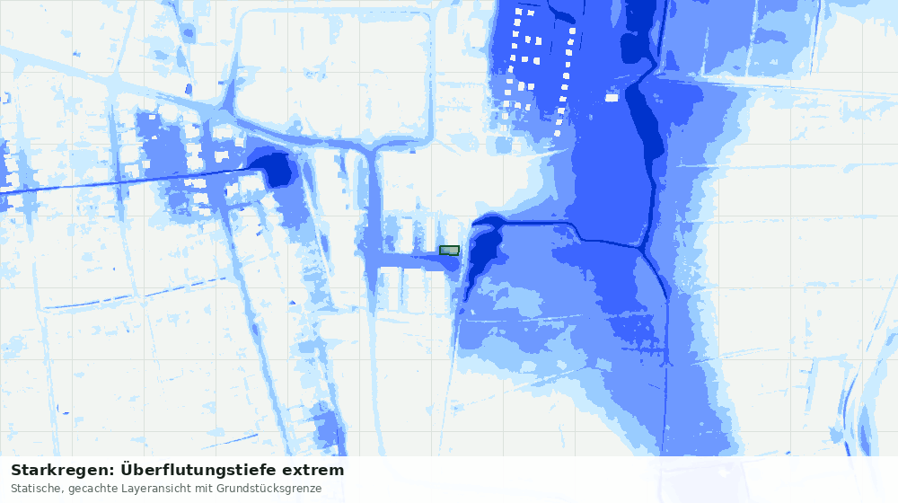 Statische Kartenansicht: Starkregen: Überflutungstiefe extrem