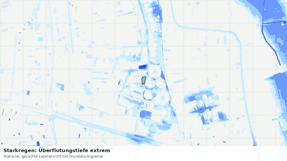 Statische Kartenansicht: Starkregen: Überflutungstiefe extrem