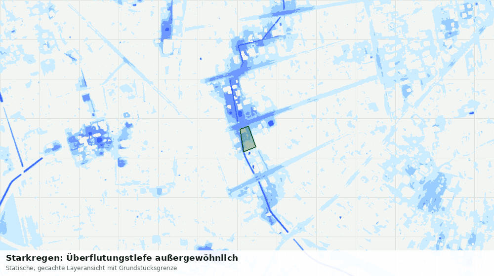 Statische Kartenansicht: Starkregen: Überflutungstiefe außergewöhnlich