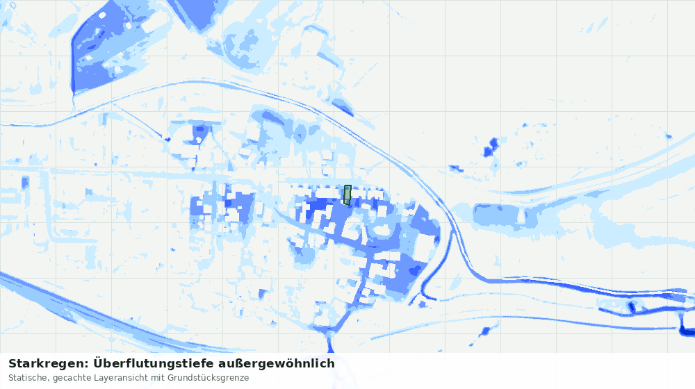 Statische Kartenansicht: Starkregen: Überflutungstiefe außergewöhnlich