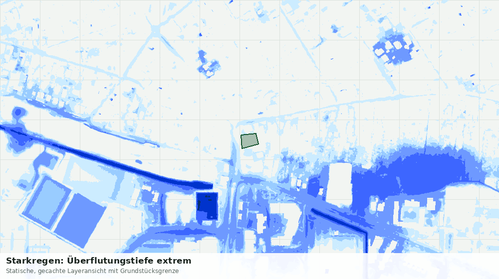 Statische Kartenansicht: Starkregen: Überflutungstiefe extrem