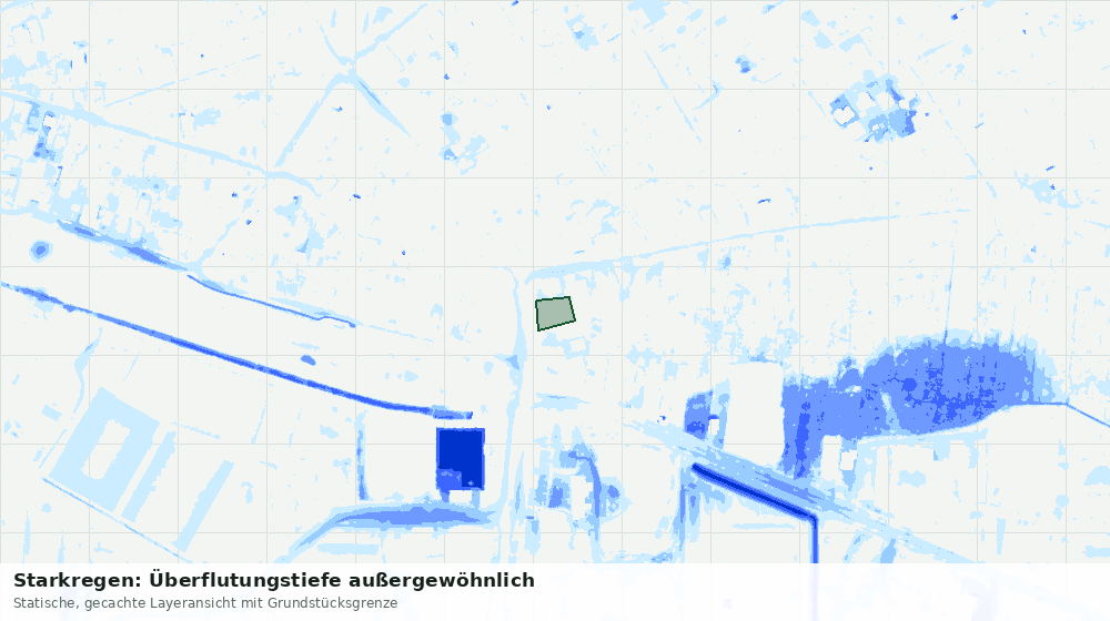 Statische Kartenansicht: Starkregen: Überflutungstiefe außergewöhnlich