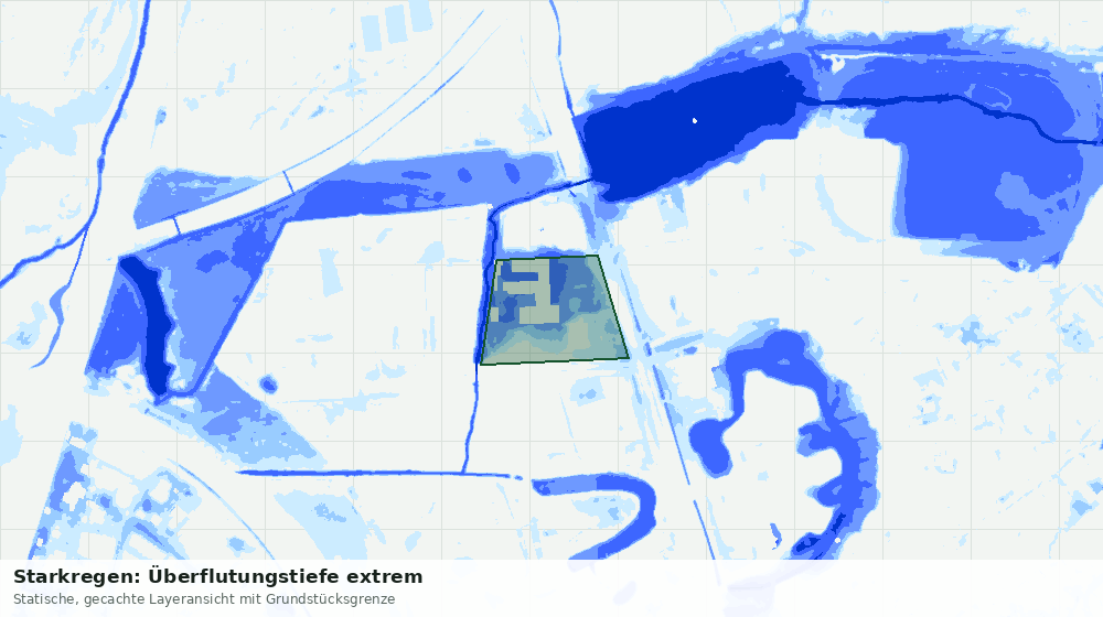 Statische Kartenansicht: Starkregen: Überflutungstiefe extrem