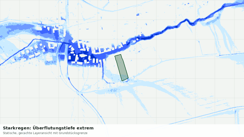 Statische Kartenansicht: Starkregen: Überflutungstiefe extrem