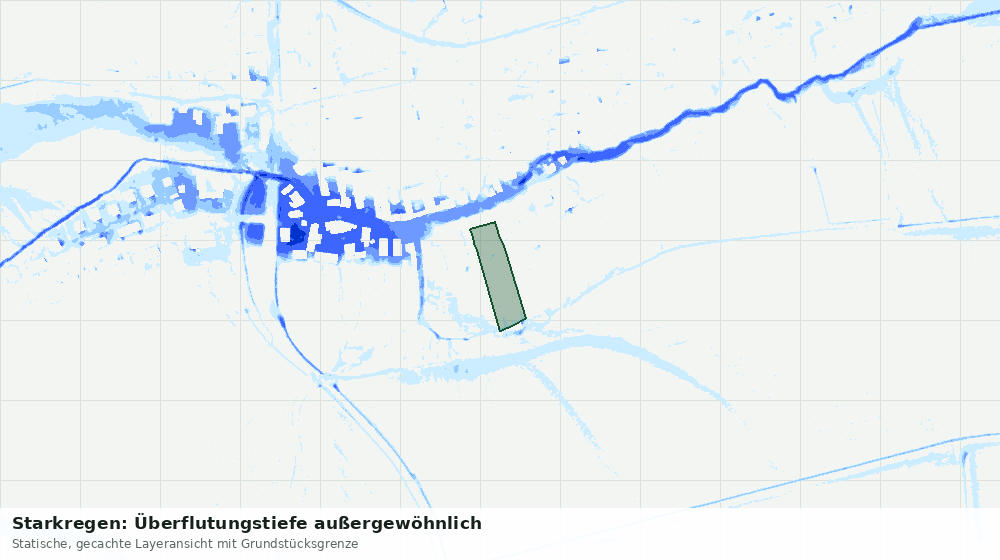 Statische Kartenansicht: Starkregen: Überflutungstiefe außergewöhnlich
