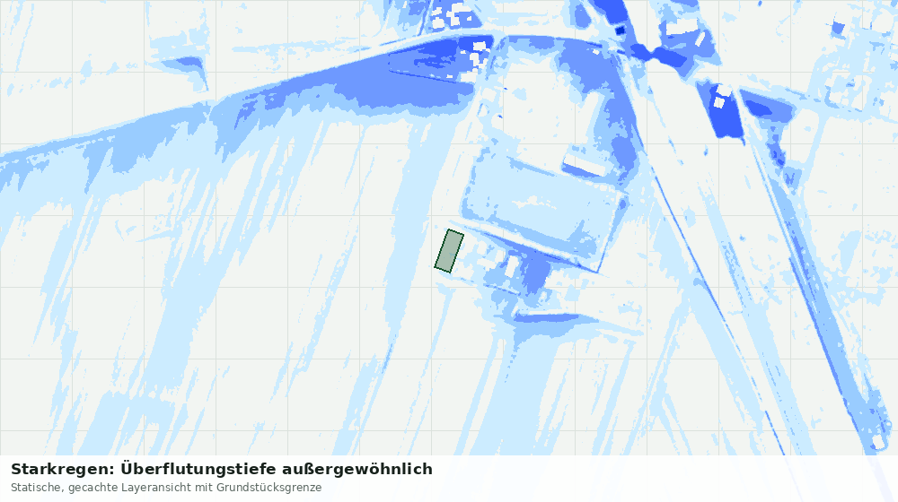 Statische Kartenansicht: Starkregen: Überflutungstiefe außergewöhnlich