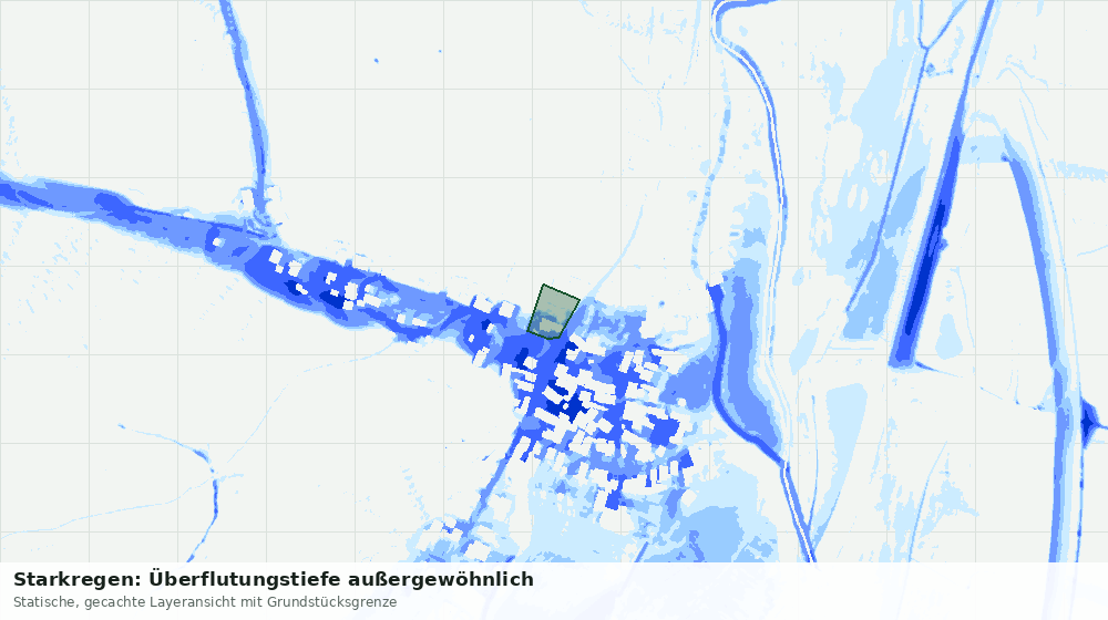 Statische Kartenansicht: Starkregen: Überflutungstiefe außergewöhnlich