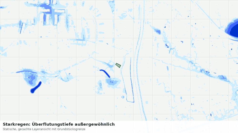 Statische Kartenansicht: Starkregen: Überflutungstiefe außergewöhnlich