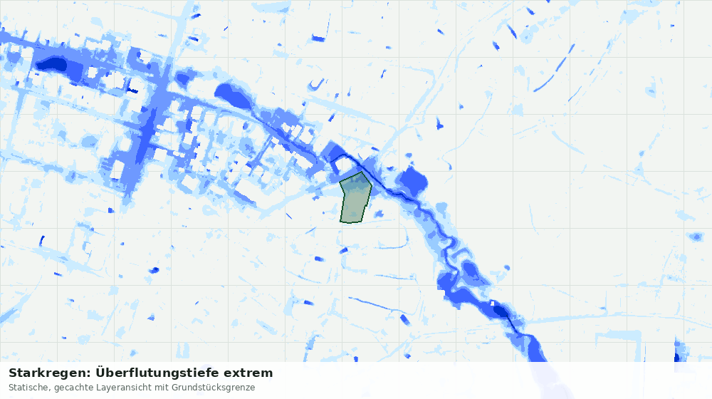 Statische Kartenansicht: Starkregen: Überflutungstiefe extrem