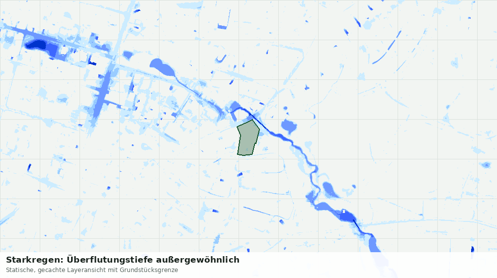Statische Kartenansicht: Starkregen: Überflutungstiefe außergewöhnlich