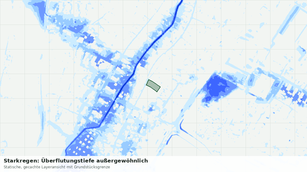 Statische Kartenansicht: Starkregen: Überflutungstiefe außergewöhnlich