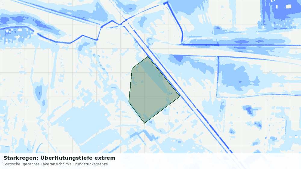 Statische Kartenansicht: Starkregen: Überflutungstiefe extrem