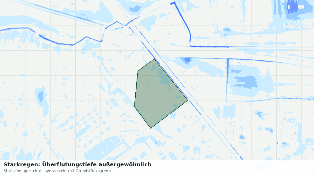 Statische Kartenansicht: Starkregen: Überflutungstiefe außergewöhnlich