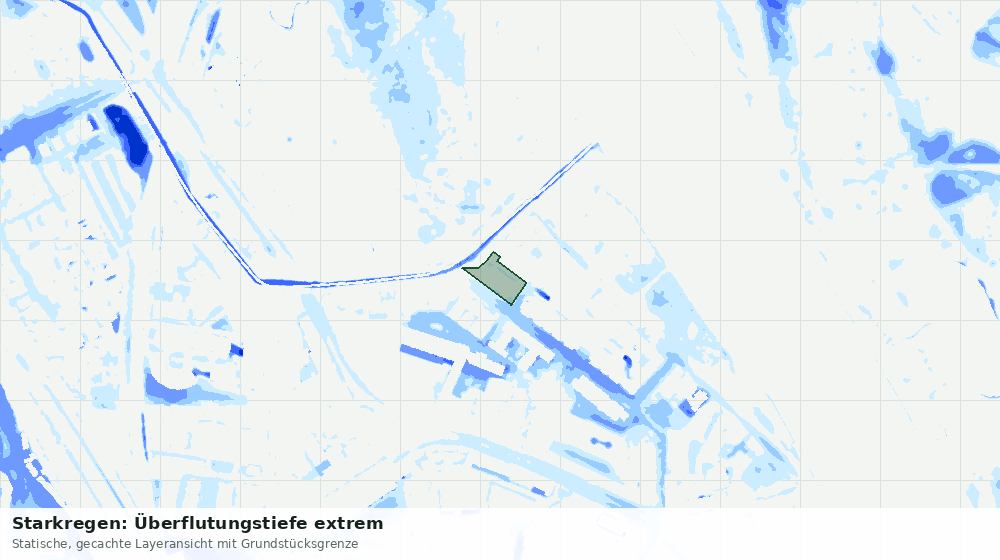 Statische Kartenansicht: Starkregen: Überflutungstiefe extrem