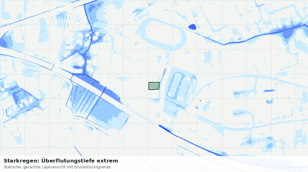 Statische Kartenansicht: Starkregen: Überflutungstiefe extrem