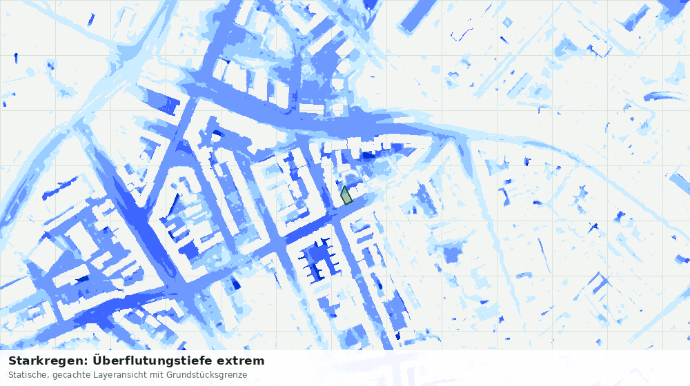 Statische Kartenansicht: Starkregen: Überflutungstiefe extrem
