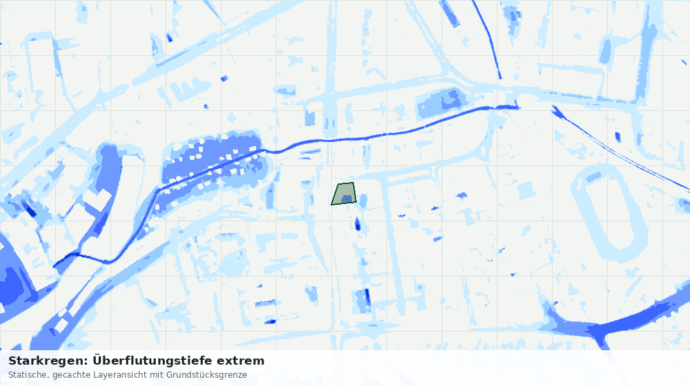 Statische Kartenansicht: Starkregen: Überflutungstiefe extrem