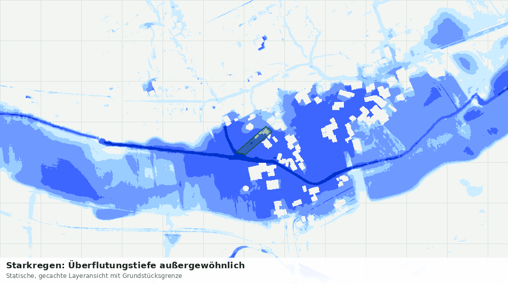 Statische Kartenansicht: Starkregen: Überflutungstiefe außergewöhnlich